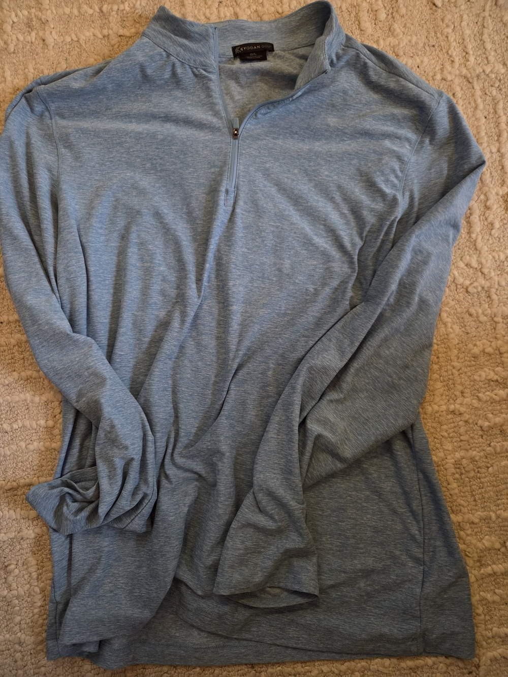Kyodan Men's Quarter Zip Golf Pullover Light Blue Heathered Large L